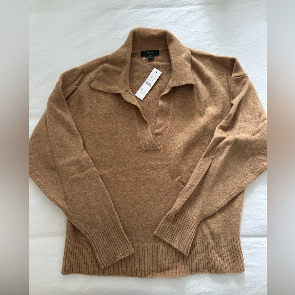 J Cre Camel Collared Sweater